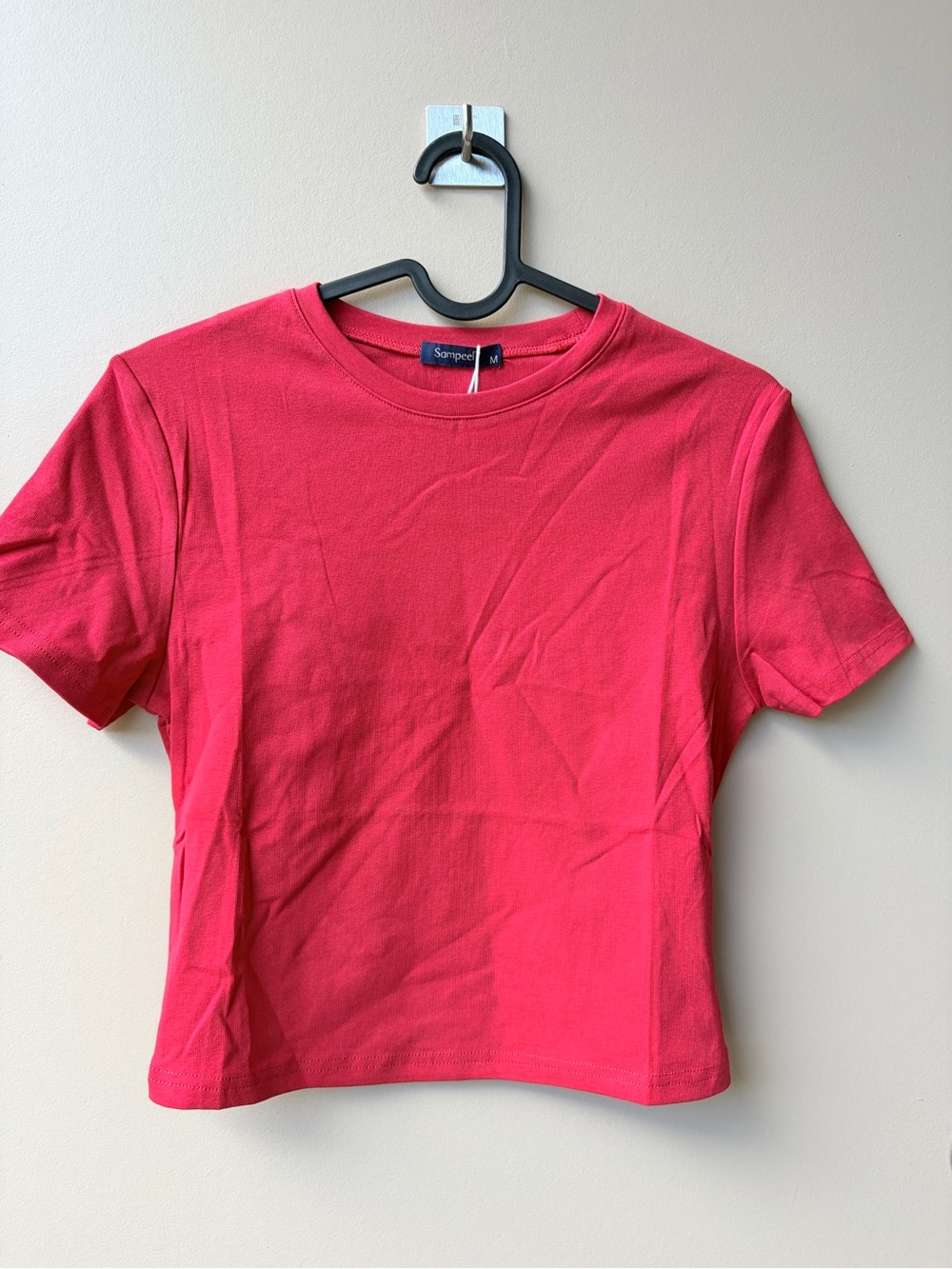 Sompree Fitted Short-Sleeve Crop Tee in Cherry Red